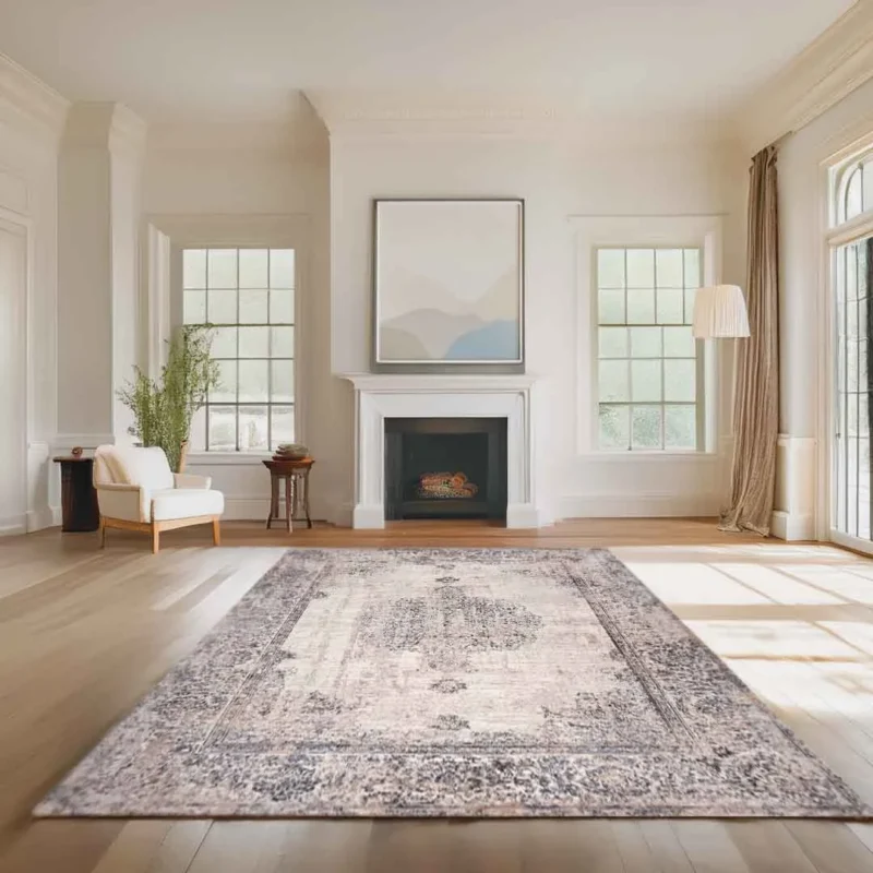 Lorenz Vintage Persian Medallion Cream Beige Rug - Image 2
