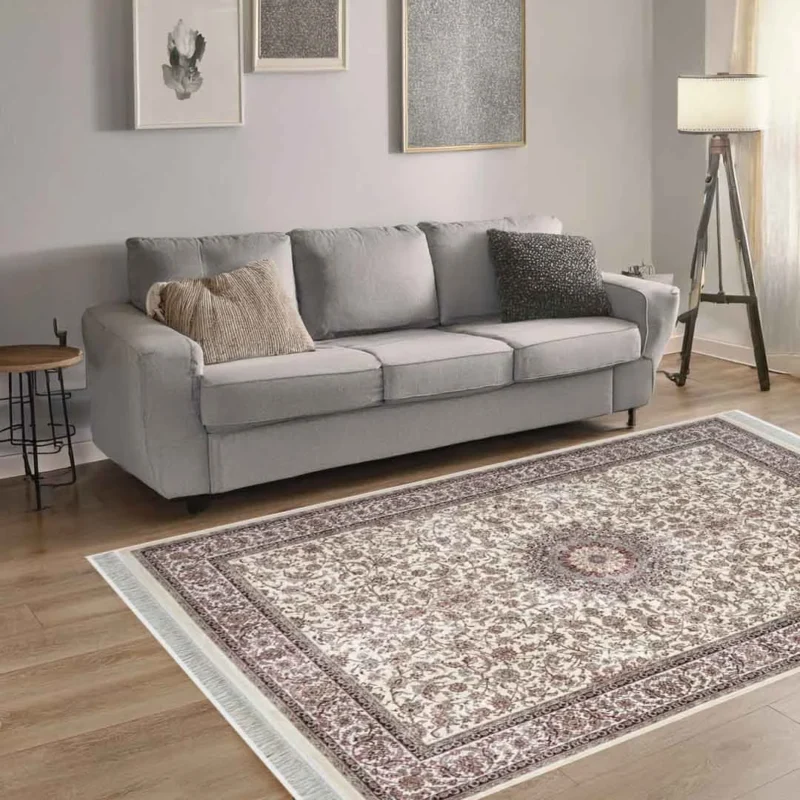 Minyatur Classic Floral Medallion Beige Rug - Image 4
