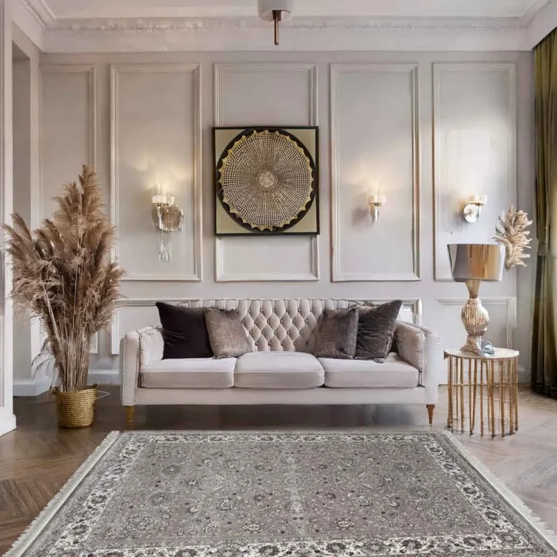 Minyatur Persian Garden Pattern Grey Ivory Rug - Image 3