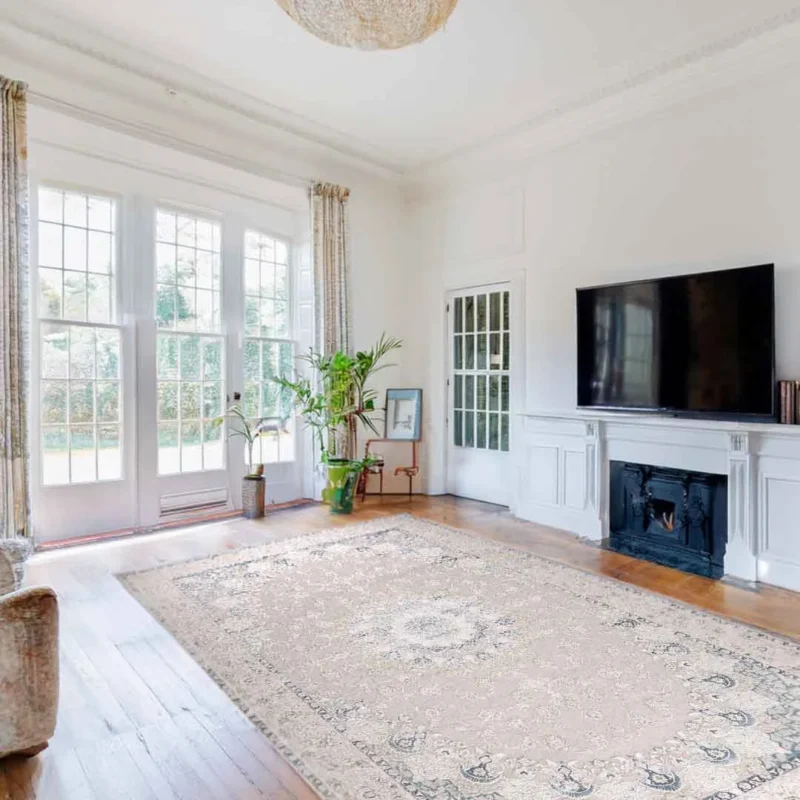 Sapphire Azure Halo Blue Grey Medallion Rug - Image 4