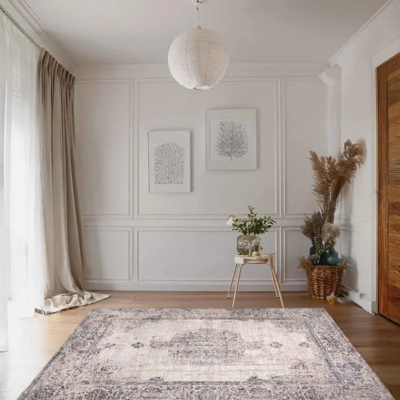 Lorenz Vintage Persian Medallion Cream Beige Rug - Image 4