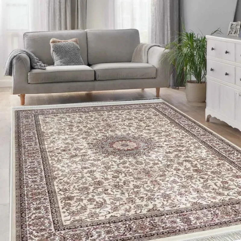 Minyatur Classic Floral Medallion Beige Rug - Image 3
