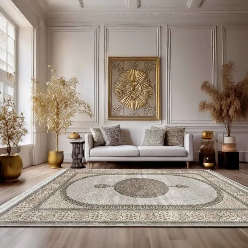 Minyatur Stone Oval Medallion Taupe Rug - Image 3