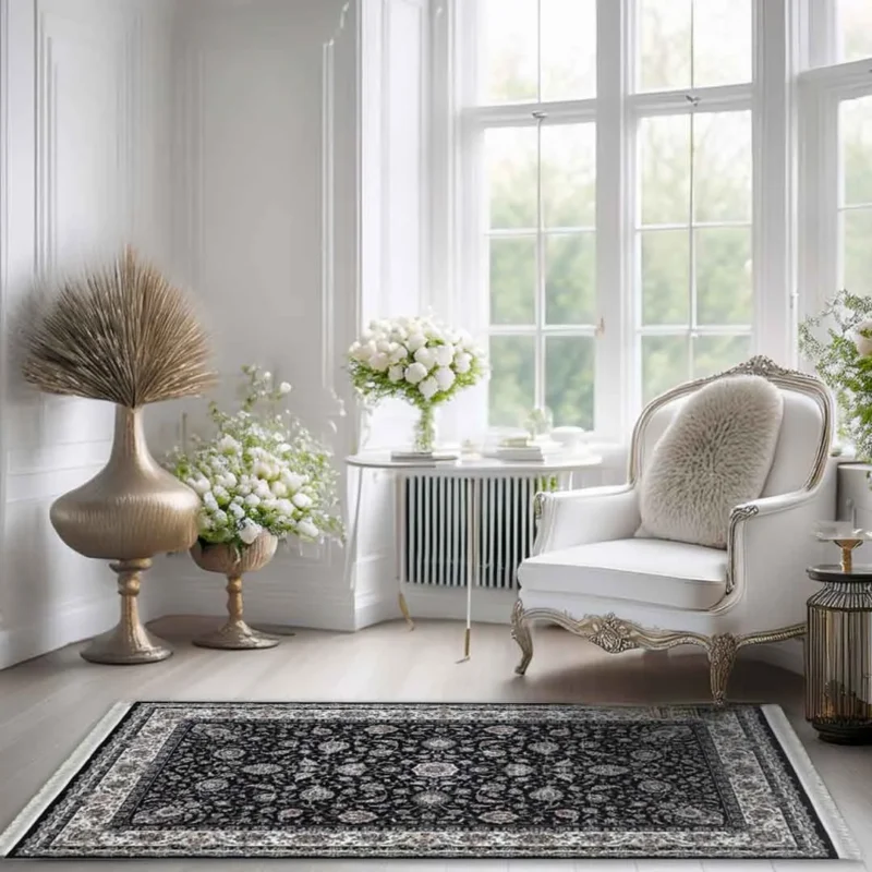 Minyatur Classic Persian Navy Traditional Rug - Image 3