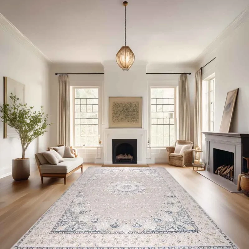Sapphire Azure Halo Blue Grey Medallion Rug - Image 2