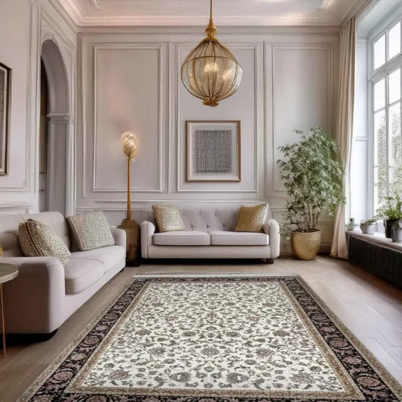 Minyatur Persian Garden Ivory Boteh Rug - Image 3