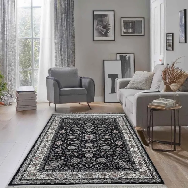 Minyatur Classic Persian Navy Traditional Rug - Image 4