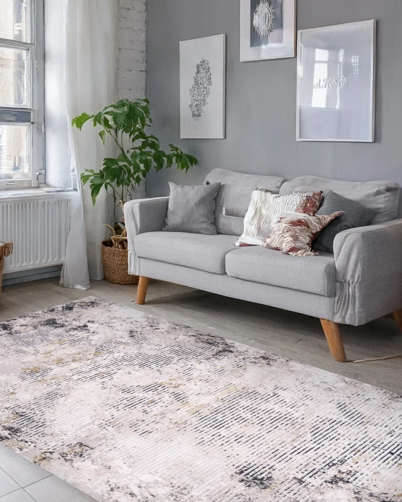 Ruby Weathered Lines Grey Beige Rug - Image 3