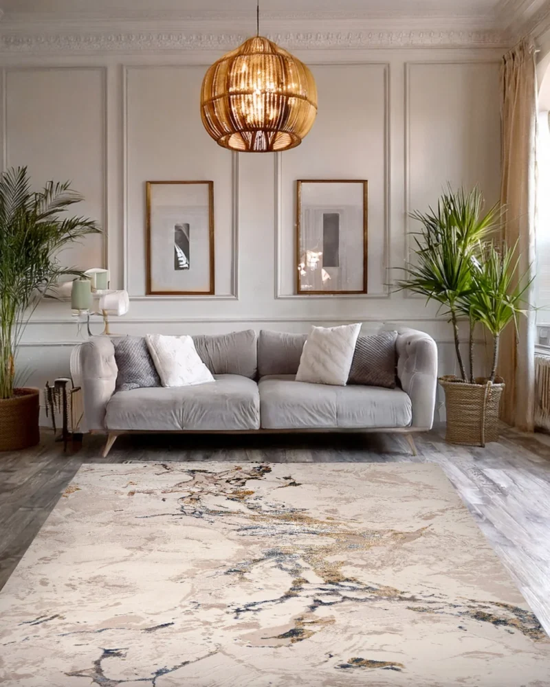 Ruby Beige Marble Gold Vein Rug - Image 2