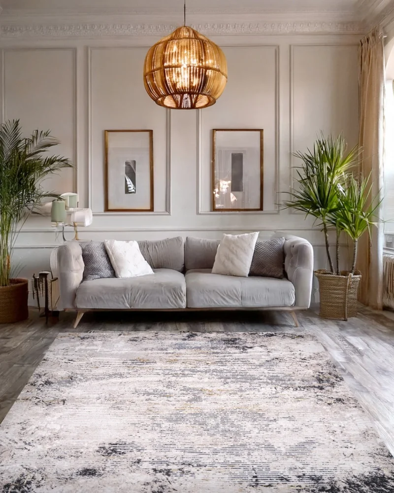 Ruby Weathered Lines Grey Beige Rug - Image 2
