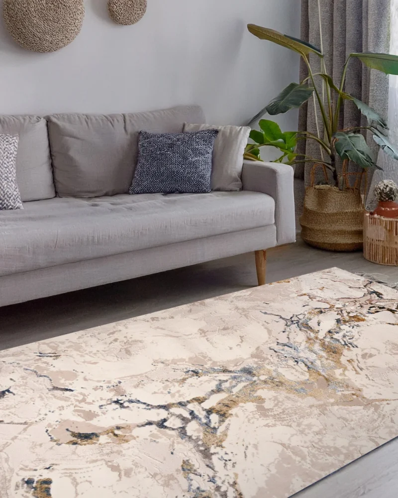 Ruby Beige Marble Gold Vein Rug - Image 4