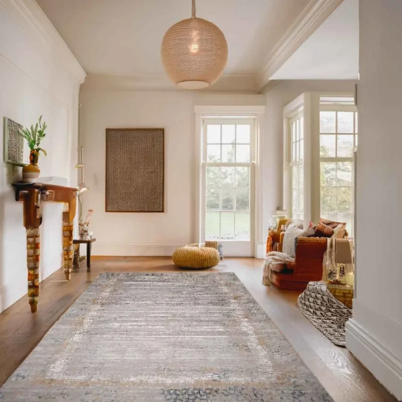 Sapphire Rustic Frame Taupe Striped Textured Rug - Image 2