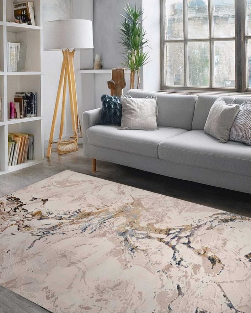 Ruby Beige Marble Gold Vein Rug - Image 6