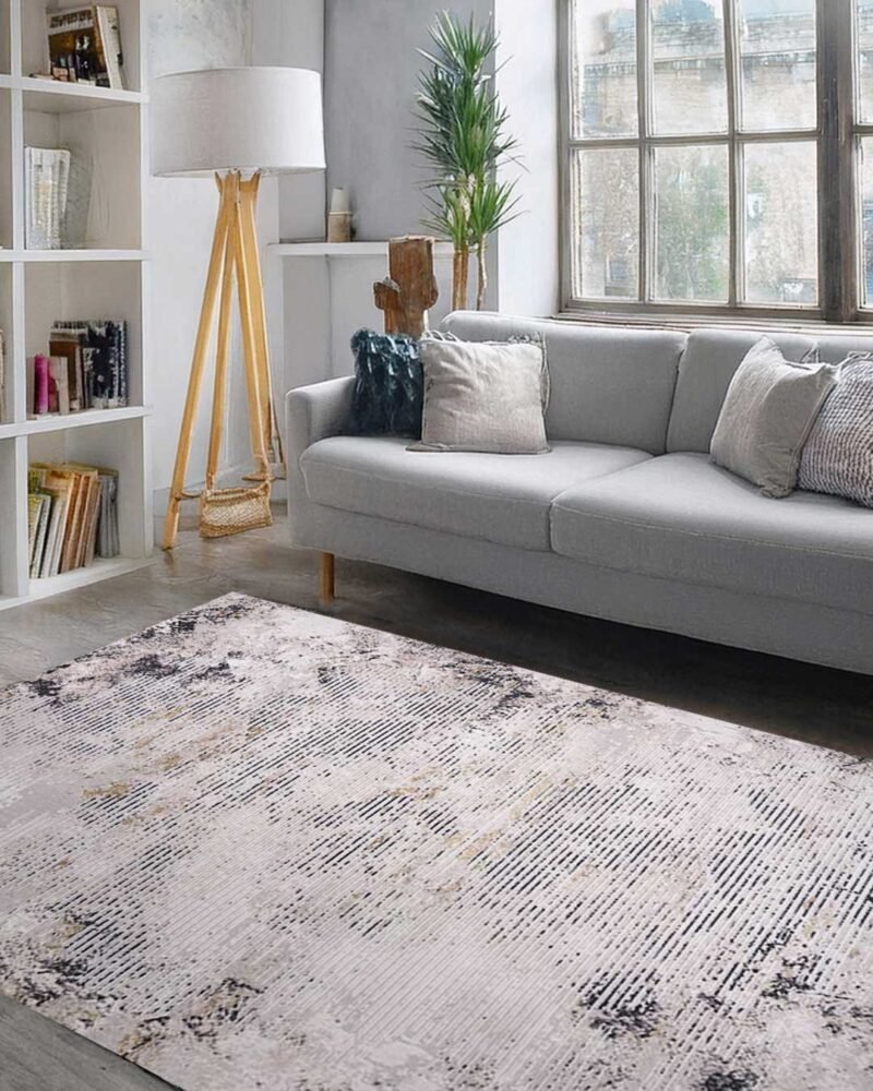 Ruby Weathered Lines Grey Beige Rug - Image 6