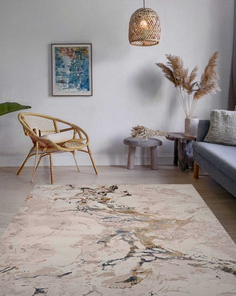 Ruby Beige Marble Gold Vein Rug - Image 5