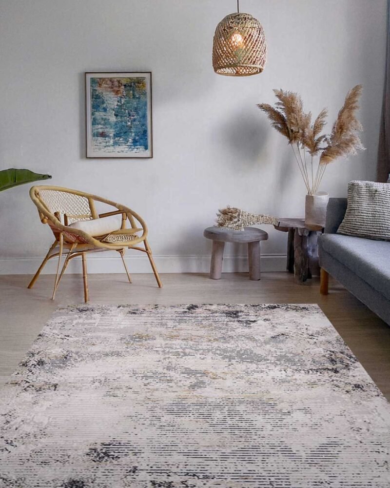 Ruby Weathered Lines Grey Beige Rug - Image 5