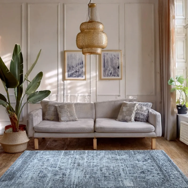 Lorenz White Grey Distressed Vintage Rug | B052A - Image 5
