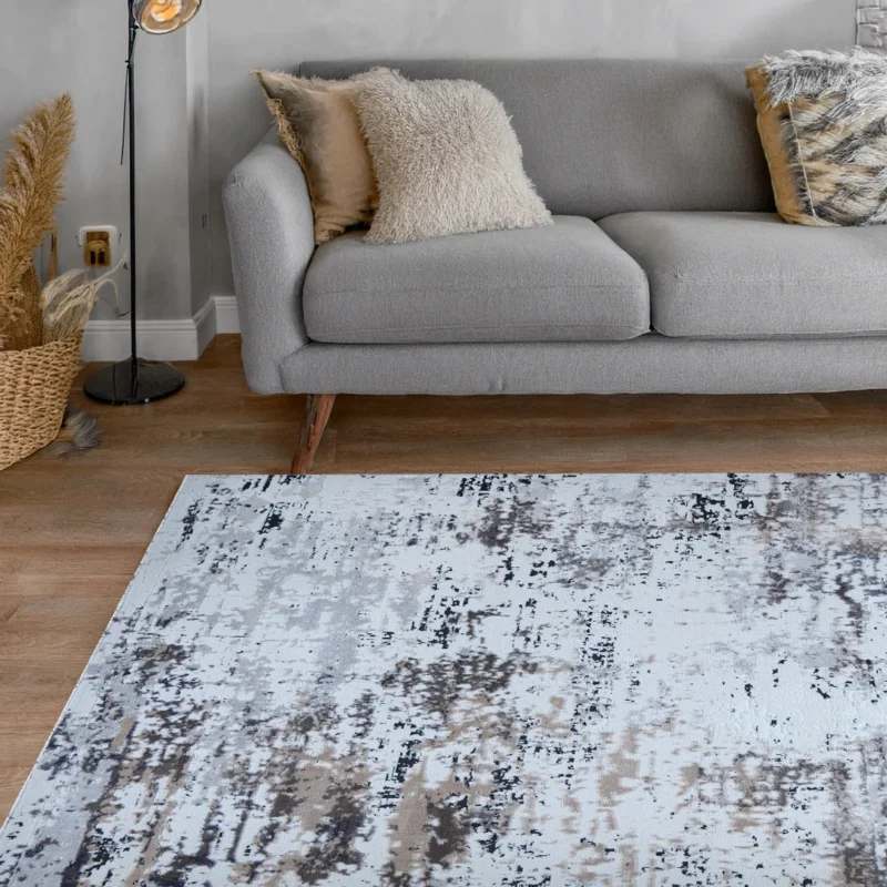 Lorenz Cream Grey Abstract Modern Rug | A759A - Image 5