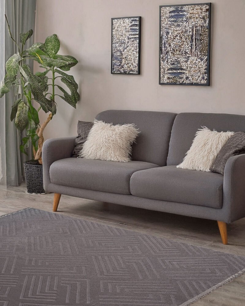OPPO Washable Rug 1010 Grey - Modern Geometric, Soft & Non-Slip - Image 2