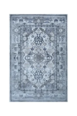 Lorenz Grey White Vintage Medallion Rug | A752A